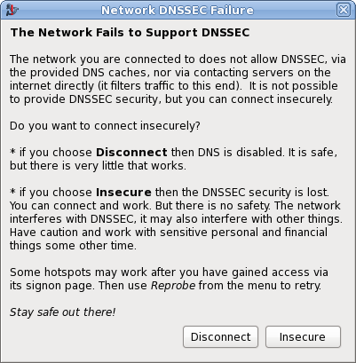 Network DNSSEC failure screenshot